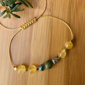Natural stone healing citrine jade jade jade hematite fertility bracelet.